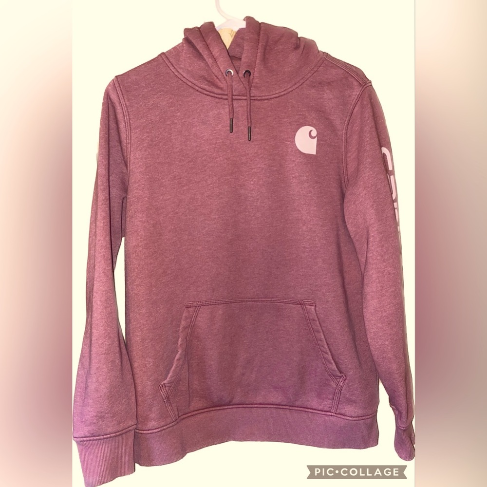 Carhartt Women’s Medium Salmon Dusty Rose Hoodie Pouch Pocket Western Sweatshirt